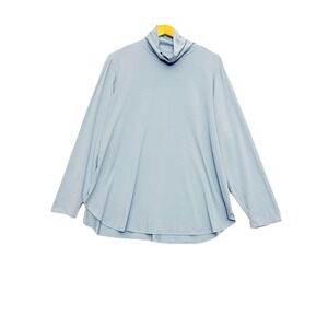 Marla Wynne Layers Turtleneck Tunic Top Sz 2X Baby Blue Casual Minimalist Modal